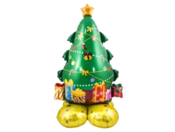 Globo de film de aluminio con base de árbol de Navidad tridimensional. AURUM