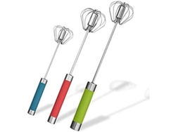 Batidor De Huevos Semiautomático De Acero Inoxidable 3 Piezas De Empuje Manual Rotativo