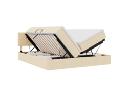 Maison Exclusive - Cama De Almacenamiento Led Con Colchón Crema 180 X 200 Cm Tela