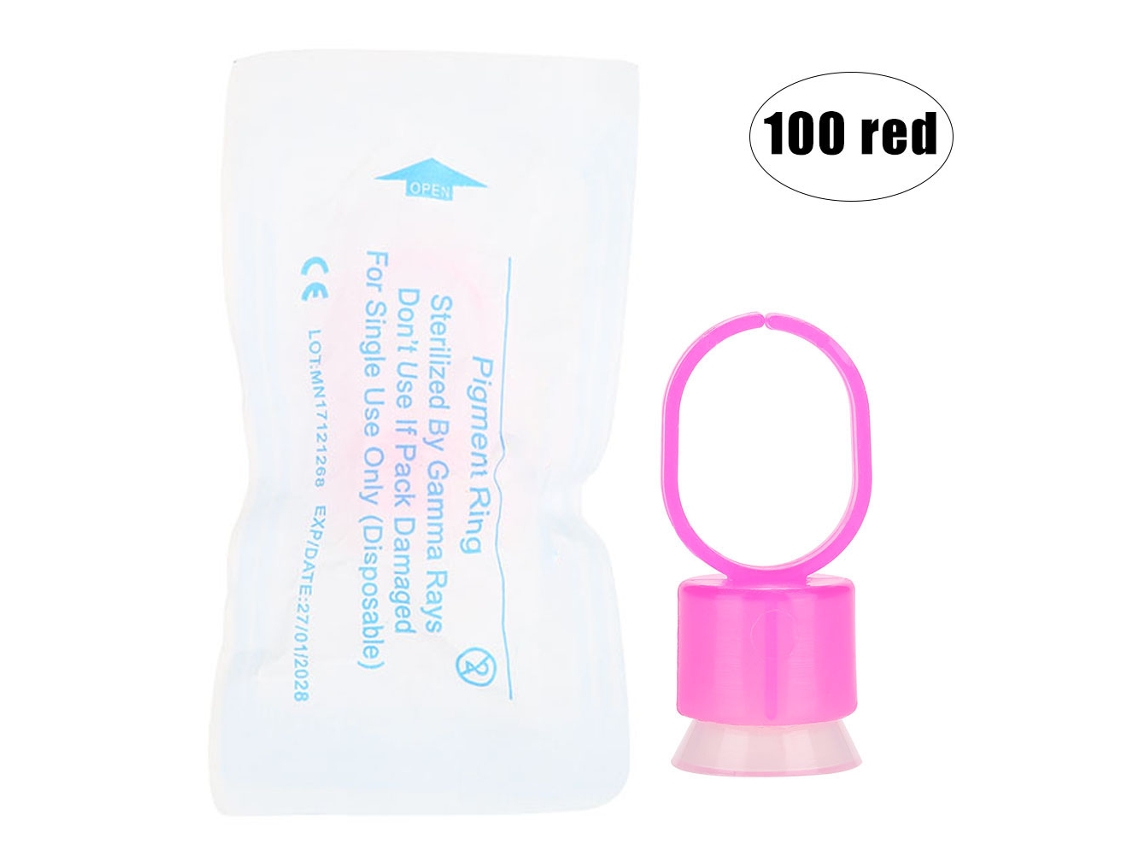 Juego De 100 Vasos Desechables Para Tinta De Tatuaje Con Soporte Para Esponja, Pigmento Rojo Para Maquillaje Permanente.