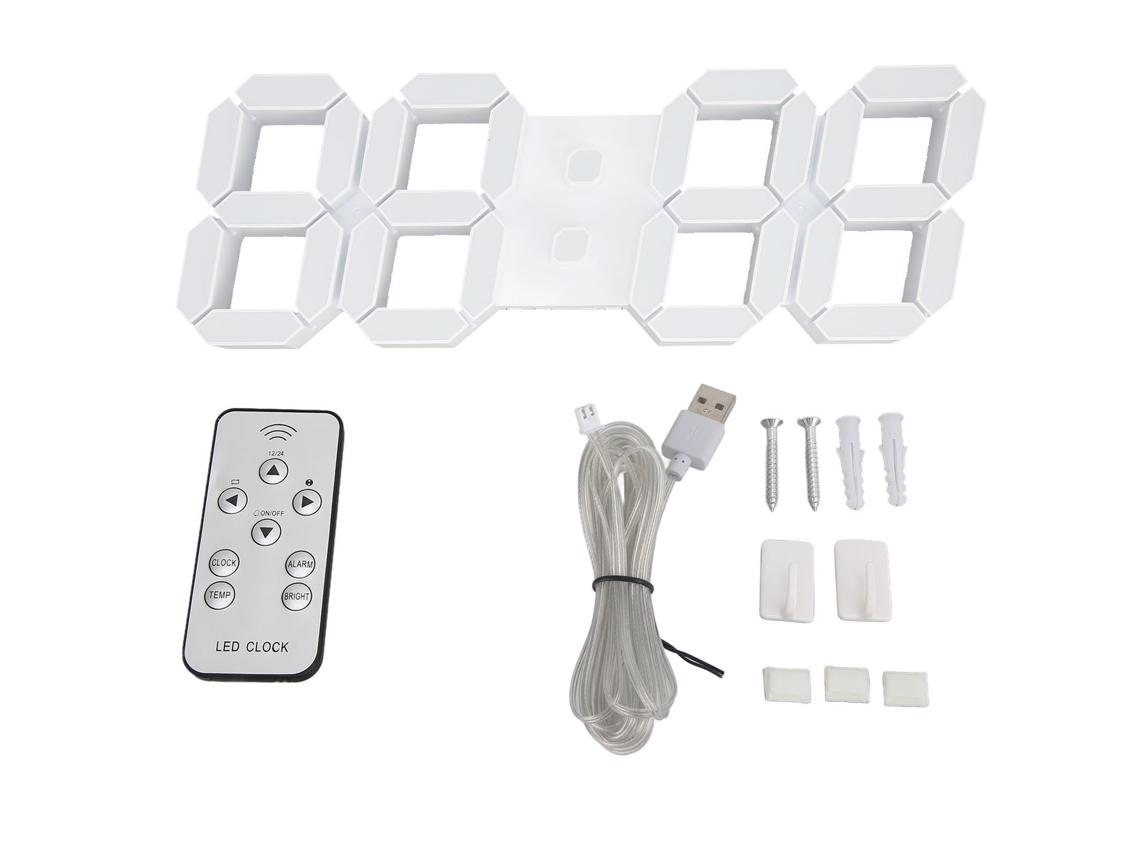 Reloj de pared LED 3D (brillo ajustable, luz nocturna)