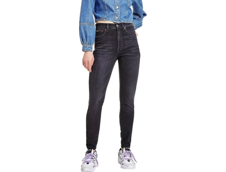 Pantalones Vaqueros TOMMY JEANS Sylvia Algodón Mujer (W25/L30 - Negro)