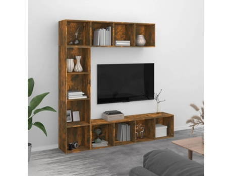 Conjunto 3 de estanteria/mueble TV VIDAXL roble ahumado (180x30x180 cm)