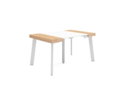 Mesa Consola extensible 140 Para 6 comensales Patas de madera Roble y blanco