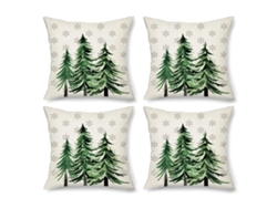 4 Fundas de Cojines Navideños Copo de Nieve Árbol de Navidad Decoración Navideña (Almohada no incluida) TRUYUETY