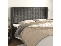 Cabecero De Cama | Panel De Cabecero Con Orejas De Terciopelo Gris Oscuro 183x23x118/128 Cm