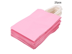 25 Bolsas De Papel Kraft Con Asas Para Bodas Y Fiestas, Bolsas Rosas Para Dulces.