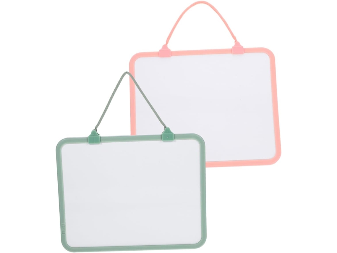 Juego de 2 pizarras blancas pequeñas y resistentes para escritura en seco, fabricadas en plástico, con cable extraíble para uso en oficina. SFUSHOS