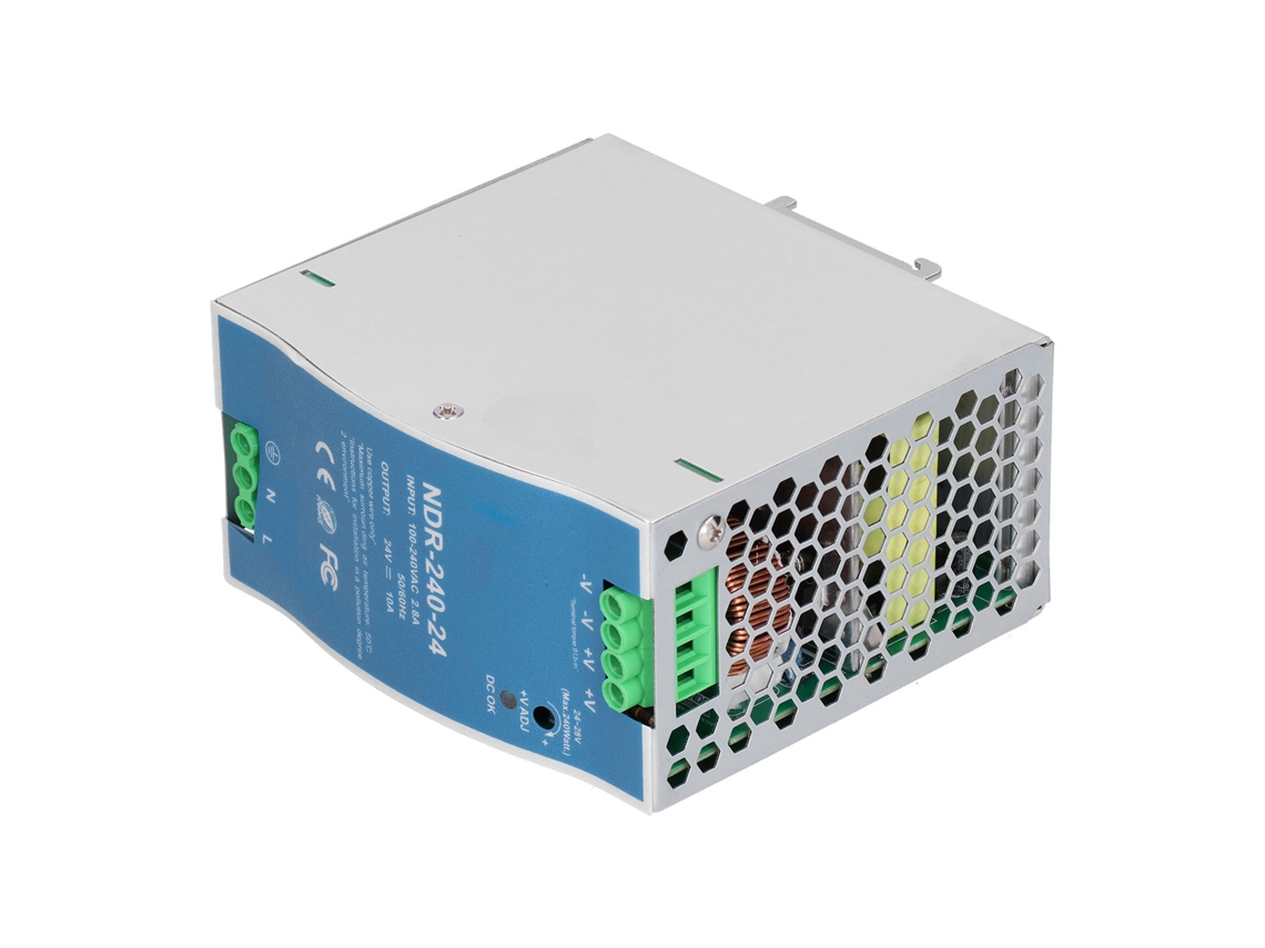 Fonte de alimentação industrial para trilhos Veloriskku NDR-240-24 240W 10A 24V com interruptor CA100-240V