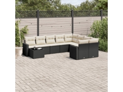 Conjunto de sofá de jardín de 10 piezas con cojines en mimbre sintético negro de DKD Home Decor