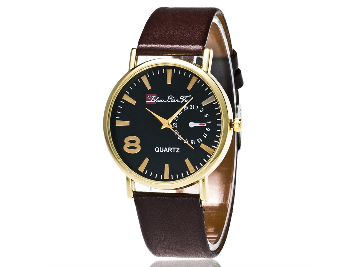 Reloj De Pulsera Zhoulianfa Zlf-0075 De Cuarzo, Con Correa De Cuero Negro, Ideal Para Parejas, Negocios Y Uso Diario.