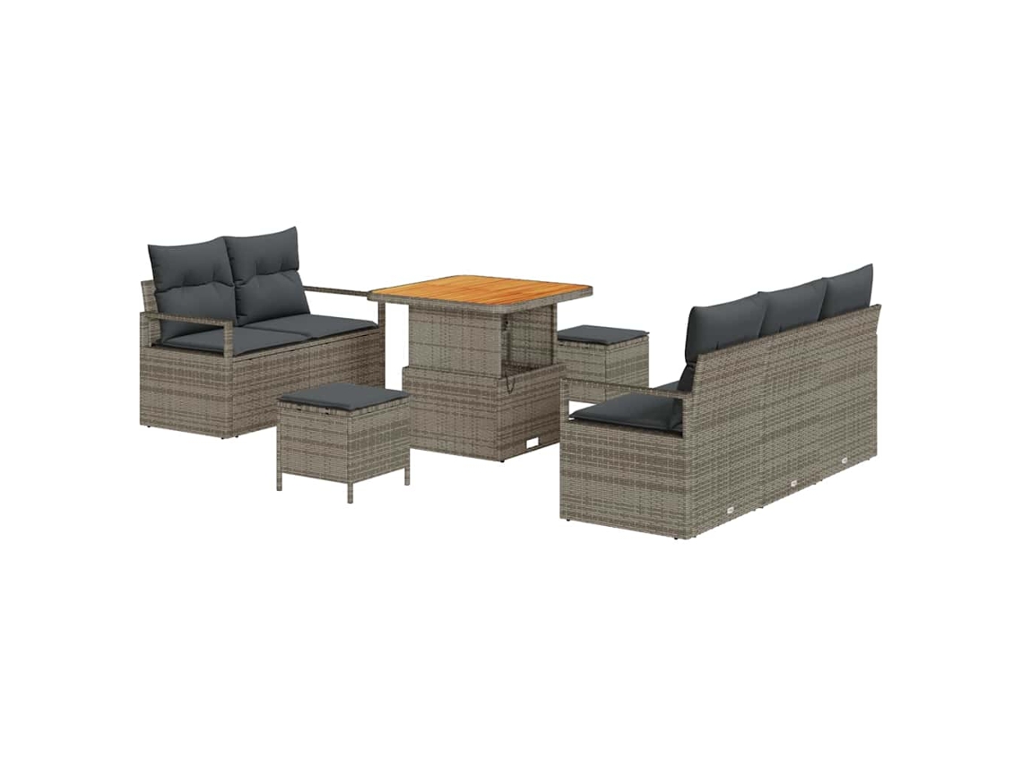 Maison Exclusive - Conjunto De Sofá De Jardín Con Cojín Con Almohada 8 Pcs Gris