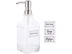 Dispensador Jabón Líquido 300 Diseño Vidrio Simple Elegante Bomba Acero Inoxidable Fácil Decoración Hoteles