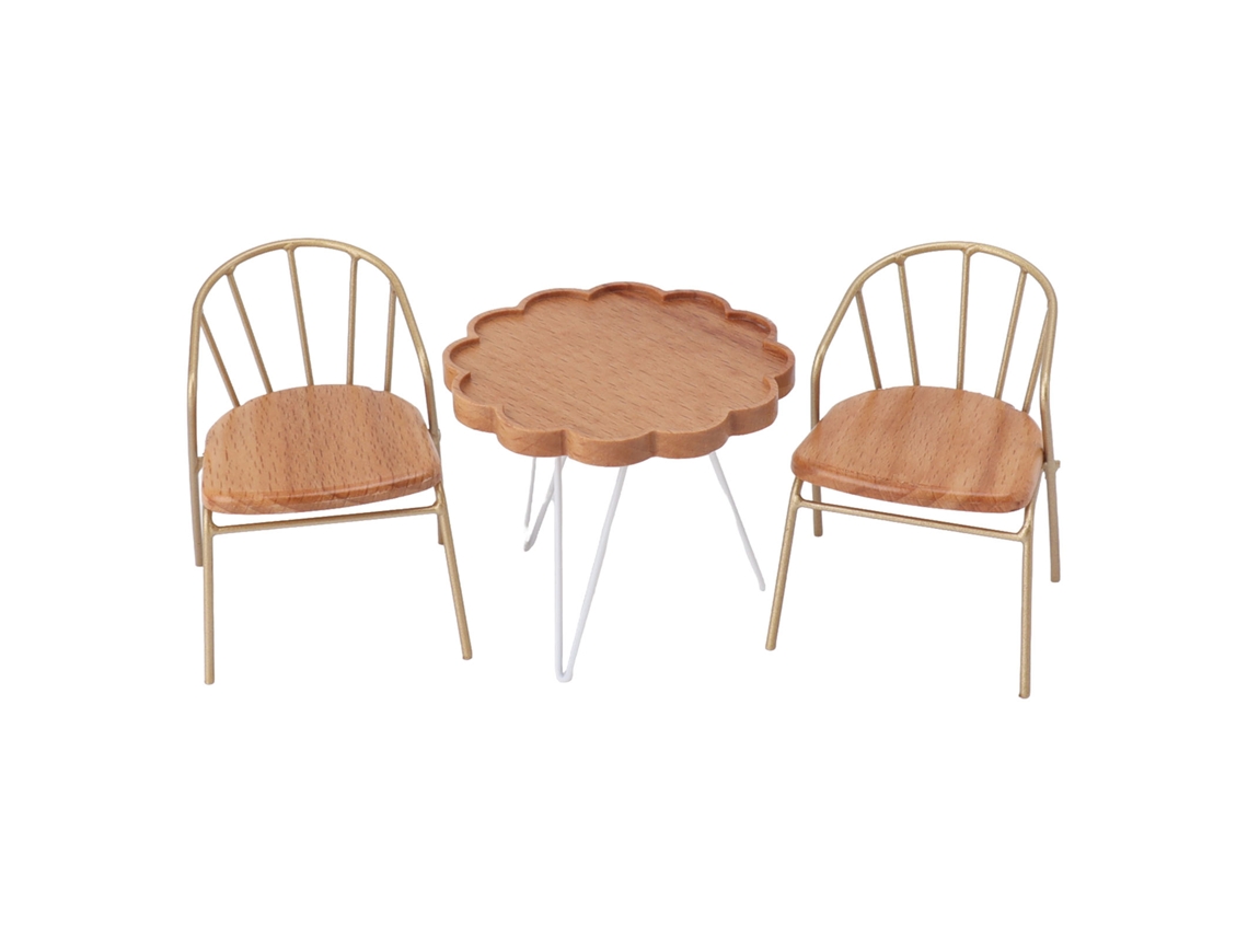 Juego De Mesa Y Sillas De Madera En Miniatura Para Casa De Muñecas O Jardín, Escala 1:12