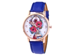 Reloj De Cuarzo Informal Para Estudiantes Con Correa De Cuero Sintético Azul.