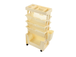 Estantería móvil de 5 niveles, gran capacidad, beige