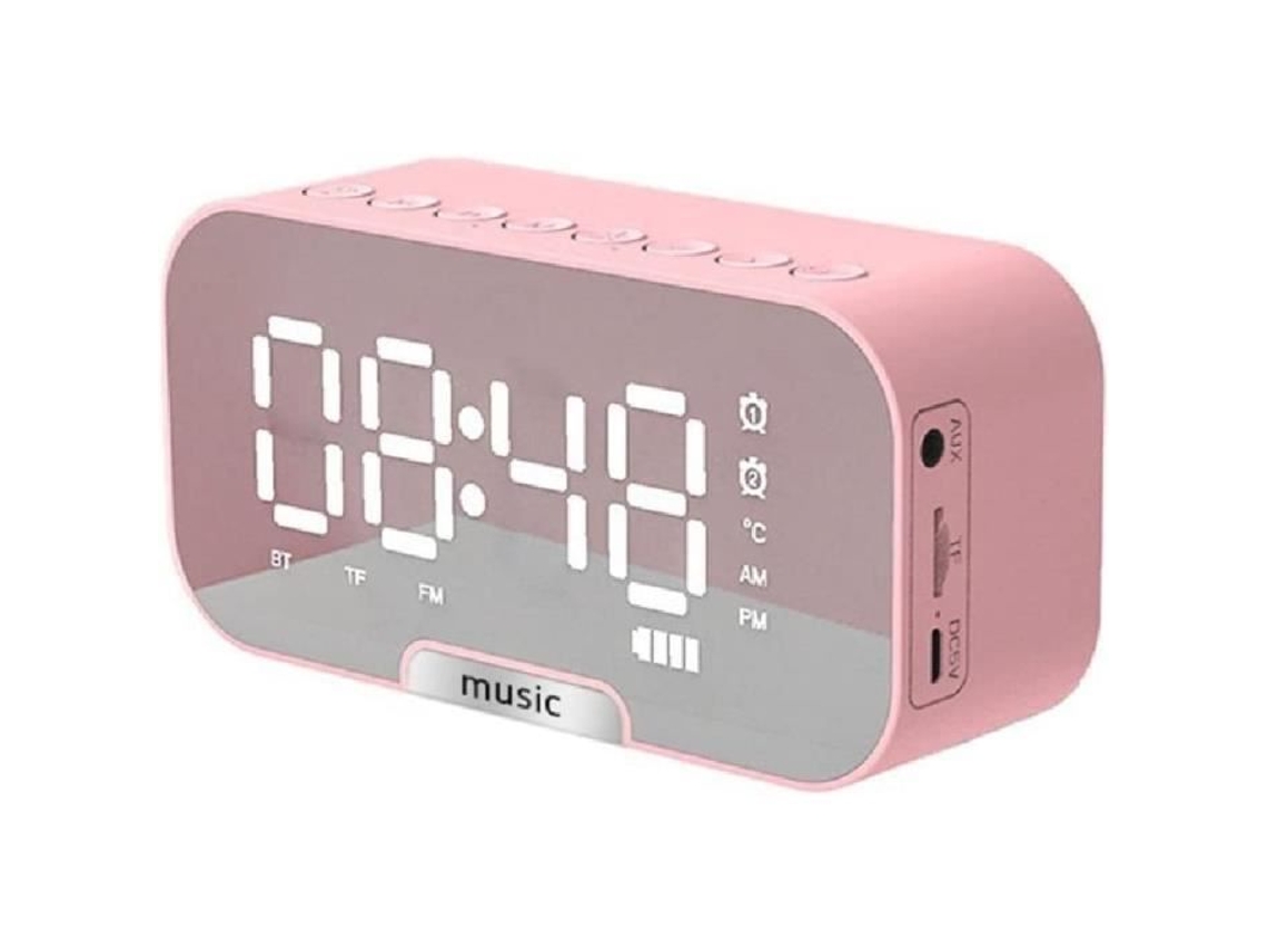 Reloj despertador Digital Led inalámbrico, Bluetooth, compatible con altavoz de espejo, caja de sonido recargable por Usb, Mini Radio 1728