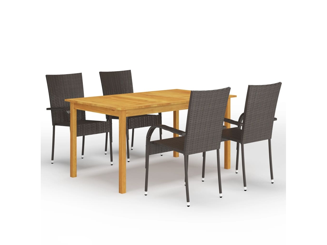 Juego de comedor de jardín de 5 piezas marrón Dkd Home Decor