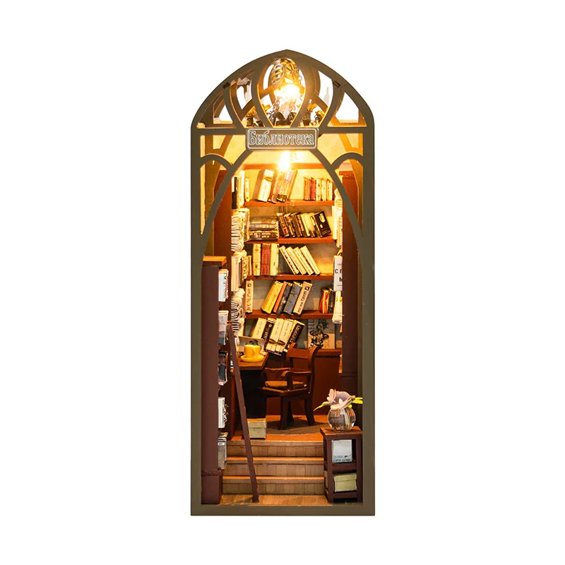 Casa En Miniatura De Una Biblioteca Clásica Para Armar Uno Mismo: Kit De Montaje De Modelo 3d De Madera.