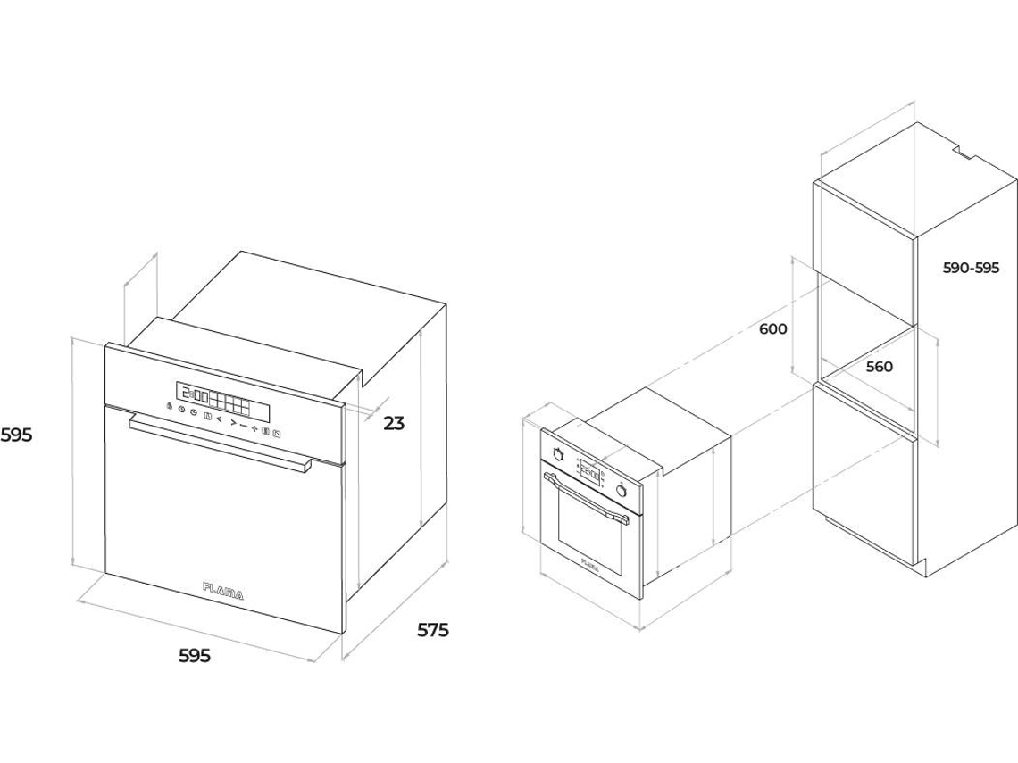 Horno FLAMA MX 9170FL (70 L - 59.5 cm - Hidrolítico - Negro)
