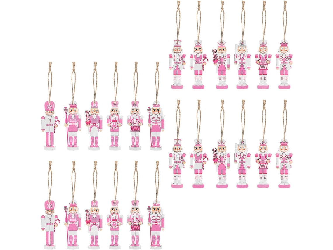 Juego 24 Figuras Cascanueces Madera Decoración Tradicional Colgar Árbol Navidad Estilo Clásico Fiestas