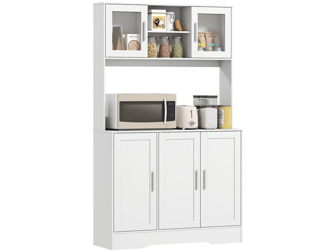Aparador para salón con 2 puertas, 2 estantes y puertas transparentes 61x35x75cm ZENCORE SERVICES