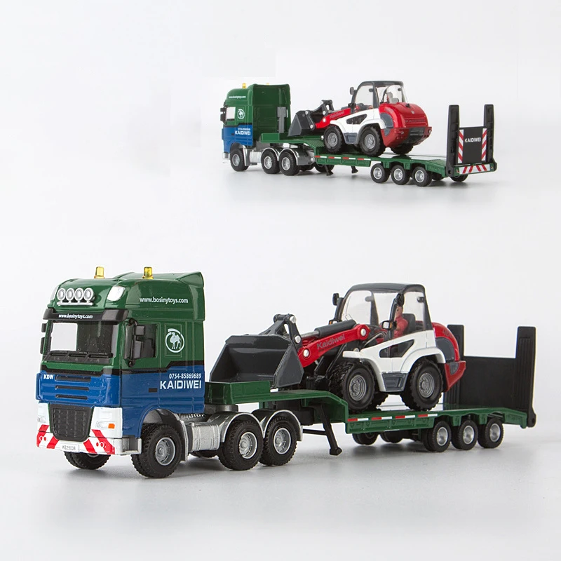 (carretilla Elevadora Verde) Modelo A Escala 1:50 De Grúa, Excavadora, Carretilla Elevadora Y Coche De Juguete.