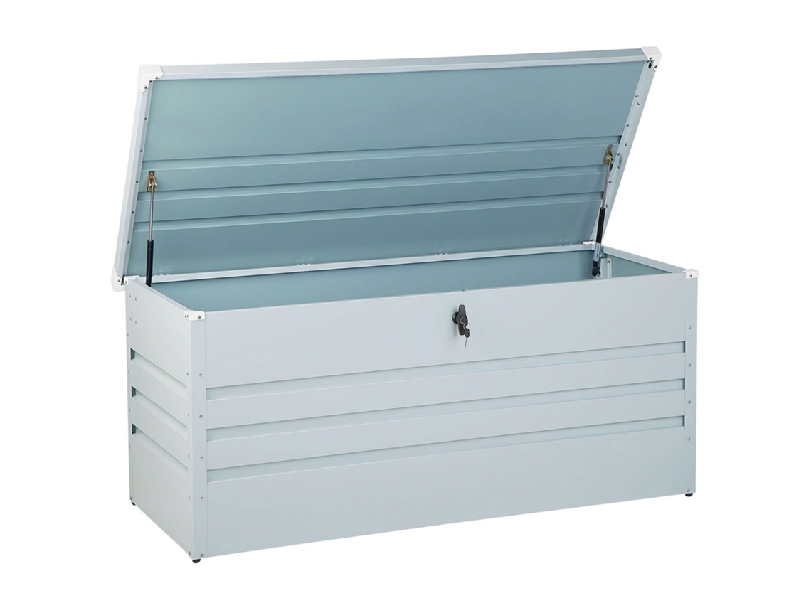 Caja de jardín impermeable de metal BELIANI Cebrosa de Acero Gris 132x62x64