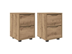 Juego de mesitas de noche de roble artesanales 30,5x30x43 cm MAISON EXCLUSIVE