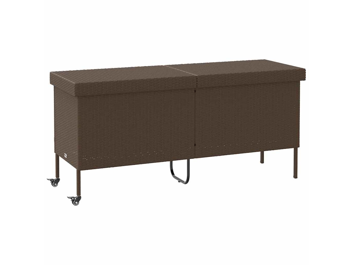 Caja de almacenaje de mimbre con ruedas, patas marrones, MAISON EXCLUSIVE (160 x 55 x 75 cm)