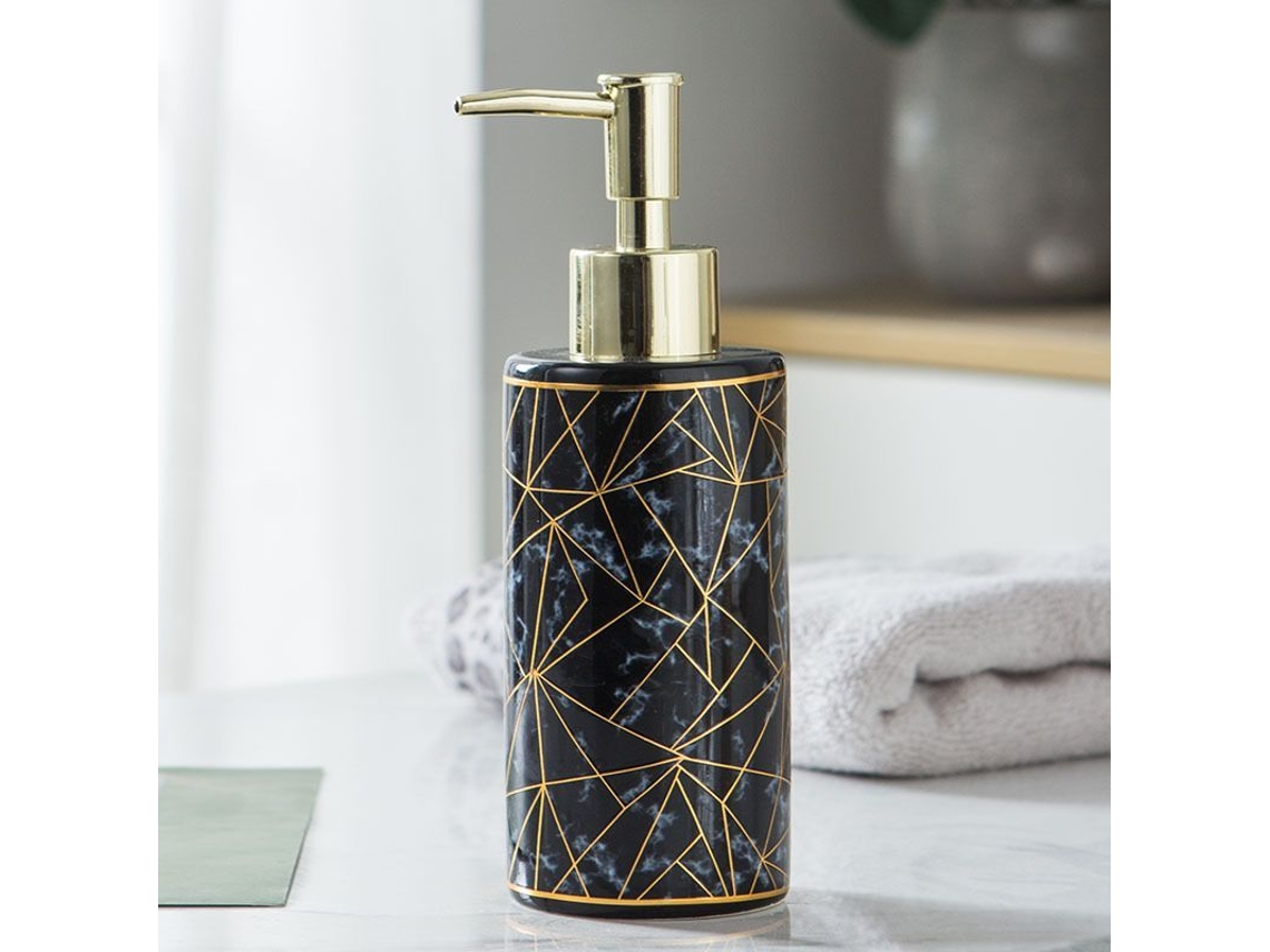Dispensador De Jabón Cerámico Moderno Recargable Para Decoración (negro)