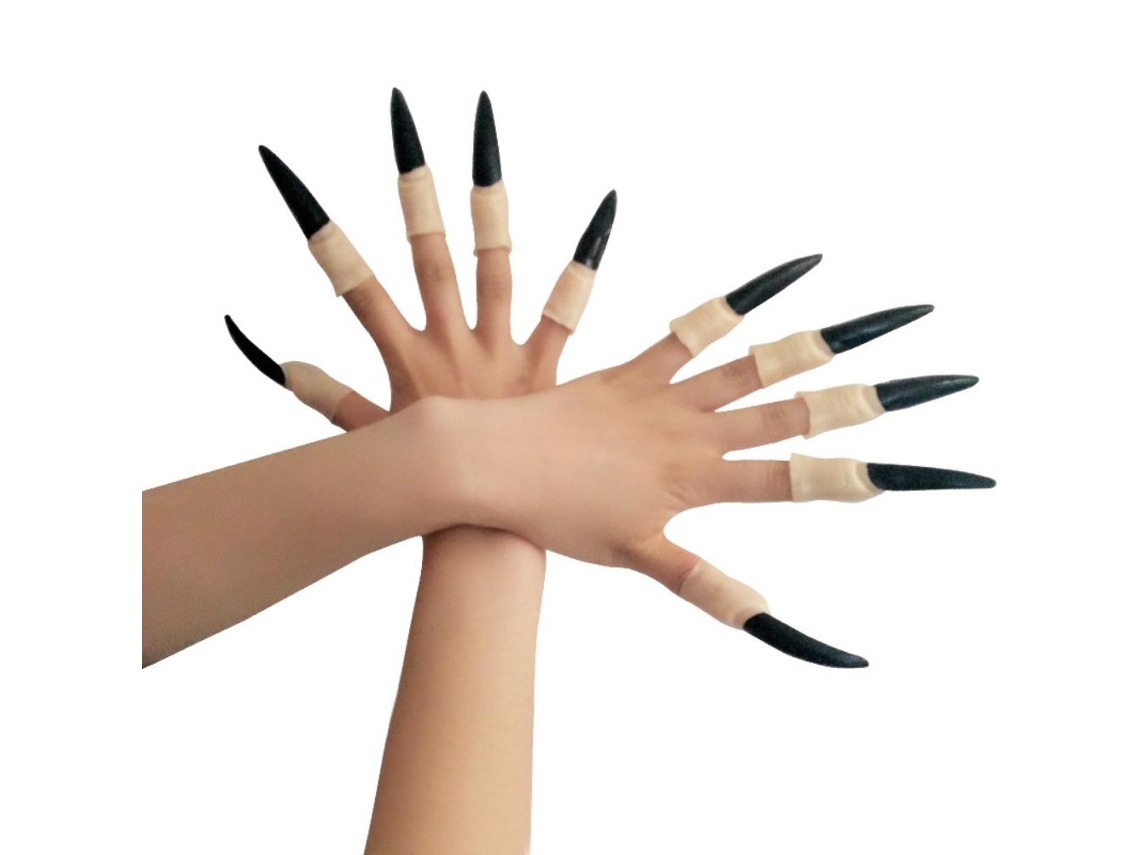 Accesorios De Halloween: Disfraces, Decoraciones Y Uñas Falsas De Bruja En Negro Y Rojo
