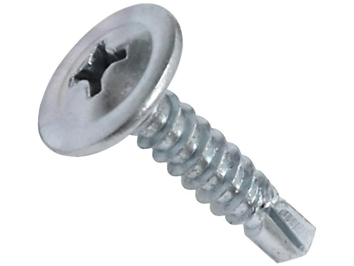 Set De 100 Tornillos Autoperforantes De Acero Galvanizado 4.2x19mm Con Cabeza Redonda Grande Y Hendidura Ph Para Fijación De Chapa