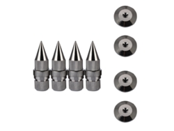 Base Antichoque Para Altavoces Amplificadores De Subwoofer Spike Con Alfombrilla Protectora De Cobre Cromado.