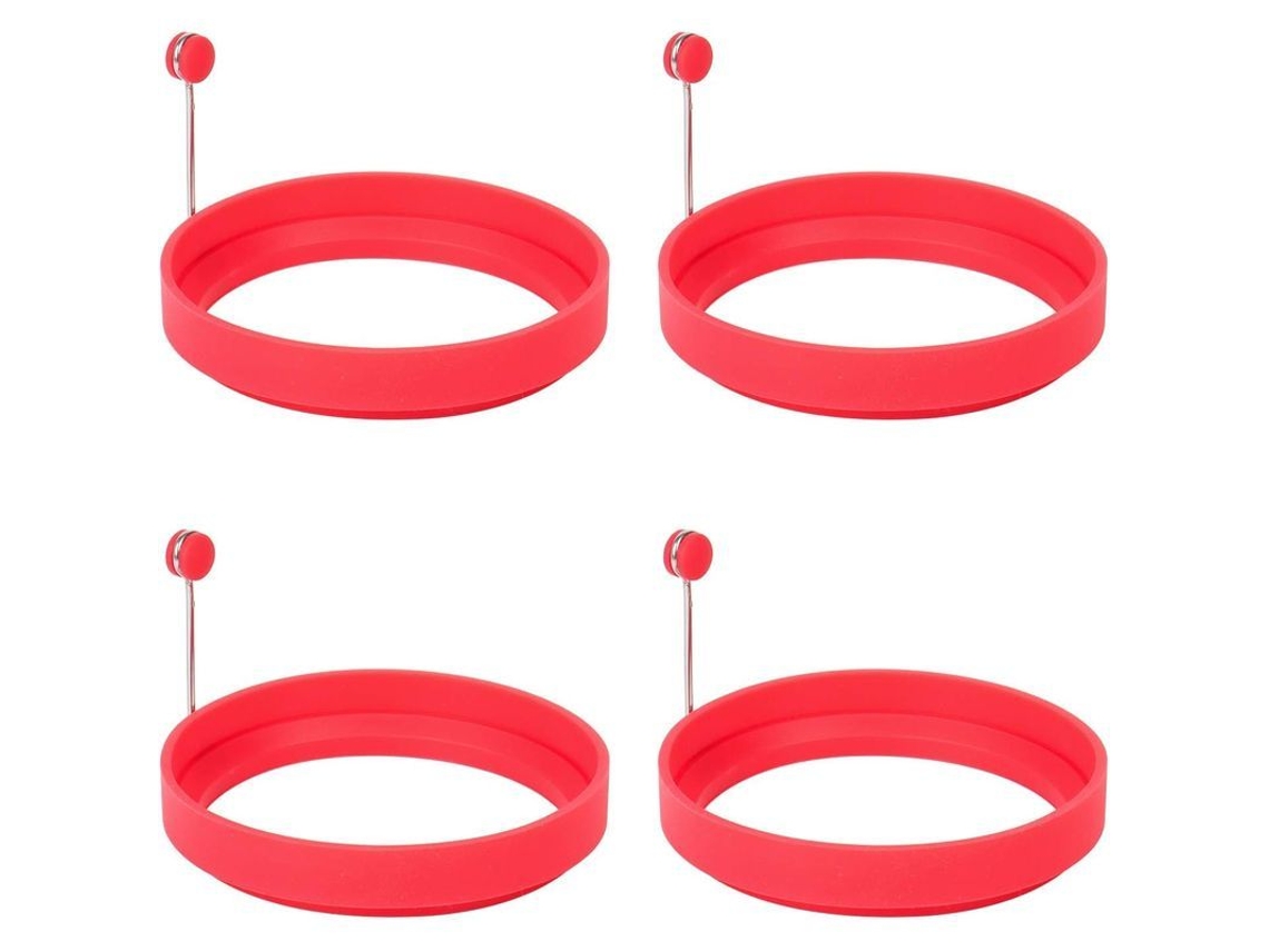 2026da-anillos De Silicona Para Huevos Linjou Molde Para Huevos Fritos Y Pancakes Resistente Al Calor 4 Piezas Rojo