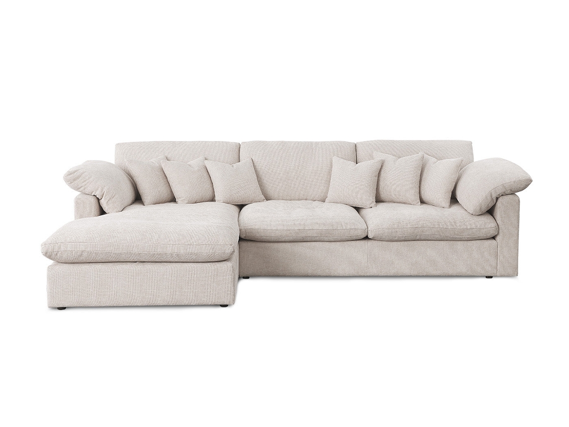 Sofá chaise longue Abbi 300 cm, beige, chaise longue izquierda SALDOSYSTOCKS