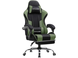 Silla de oficina Gtplayer para gaming, de tela, ergonómica, con reposapiés, reposacabezas y cojín lumbar, color verde