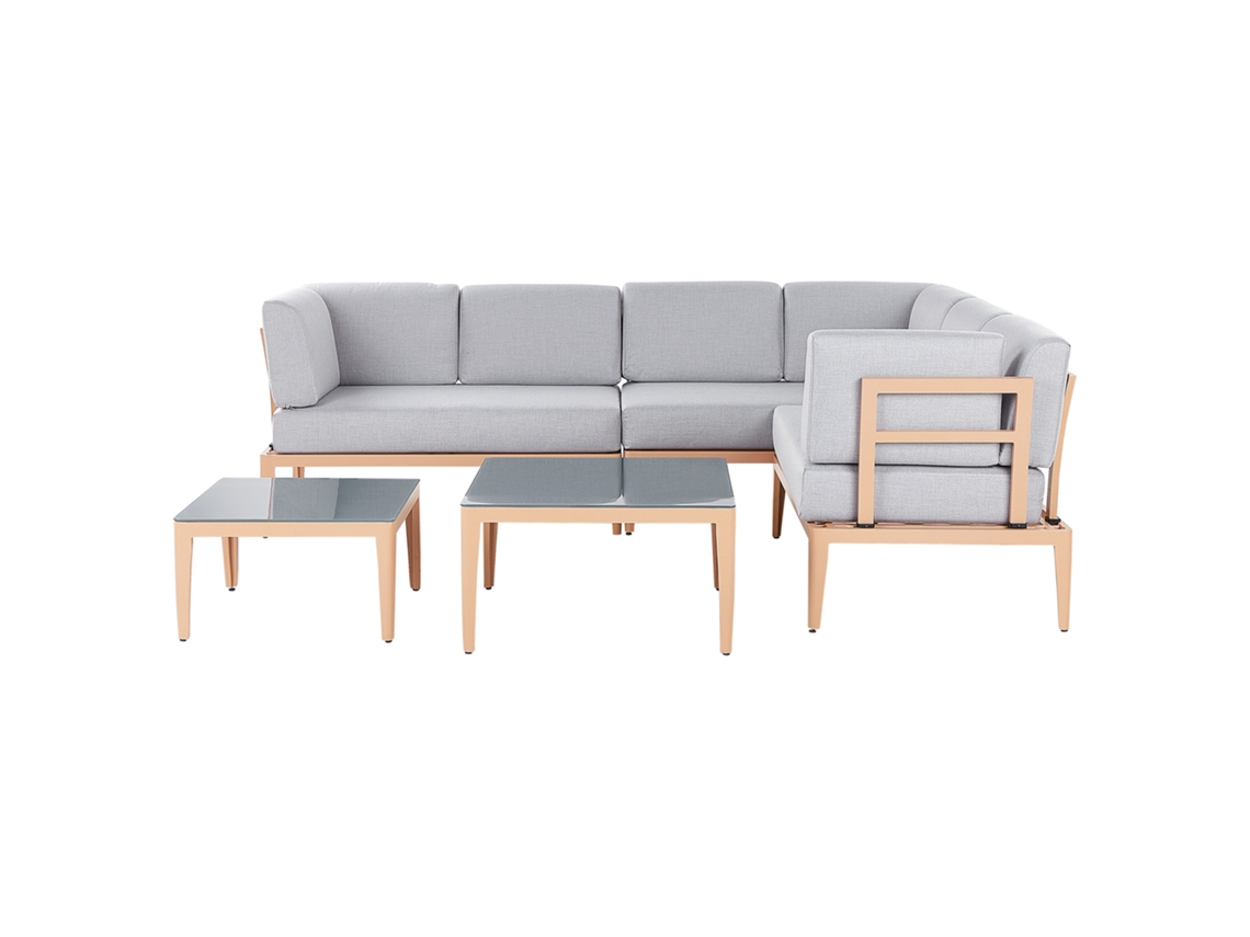 Conjunto de jardín esquinero de 6 piezas modular madera clara/gris claro BELIANI Rima iii
