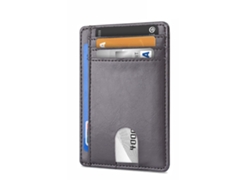 Cartera de piel para hombre con protección antirrobo RFID, gris oscuro*