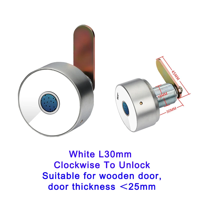 (blanco, L30 Mm) Cerradura Para Puerta De Gabinete Y Cajón Con Huella Dactilar Sin Llave, Tamaño Compacto