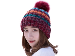 2026-gorro De Invierno Para Mujer Tejido A Crochet Con Peluche Calientito