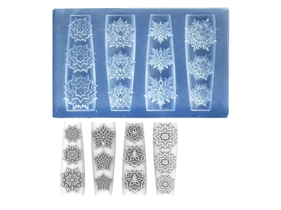 Molde de silicona para decoración de uñas con grabado 3D, práctico para crear diseños florales únicos en resina - Hengrongshen