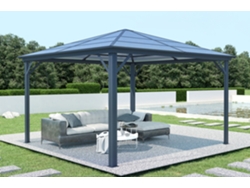 Cenador de jardin de aluminio grace 350 x 350 cm gris antracita
