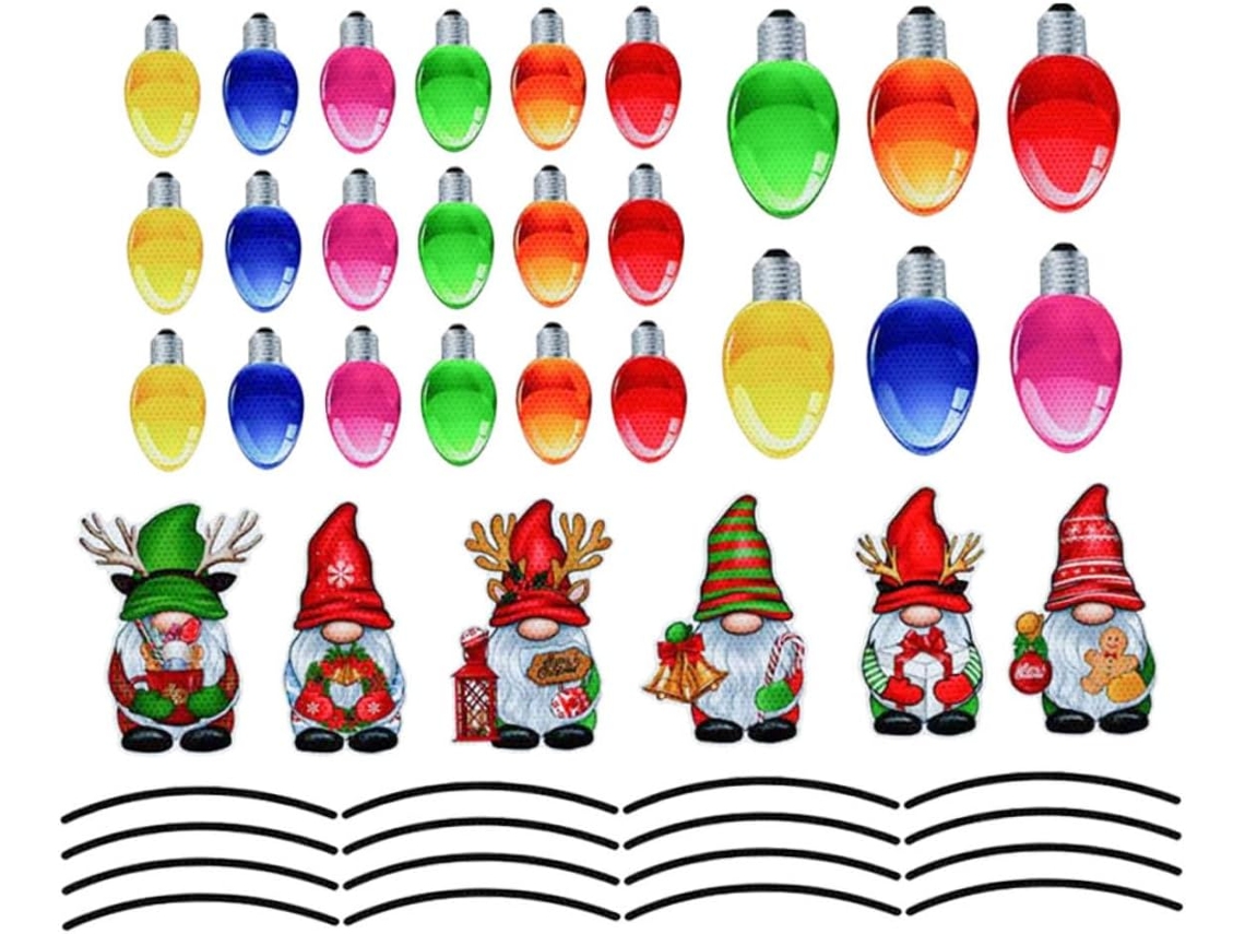 Imanes Reflectantes Decoraciones Navideñas Para Coches Bombillas Cable Eléctrico Caja De Refrigerador Gnomo