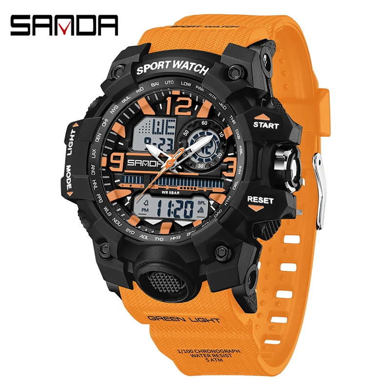 Reloj Deportivo Electrónico Impermeable Con Cronógrafo Y Calendario De Cuarzo (naranja)