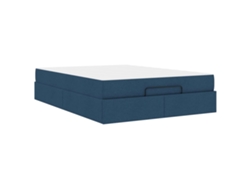 Maison Exclusive - Estructura De Cama Con Colchón Con Colchón 2 Pcs Azul Tela