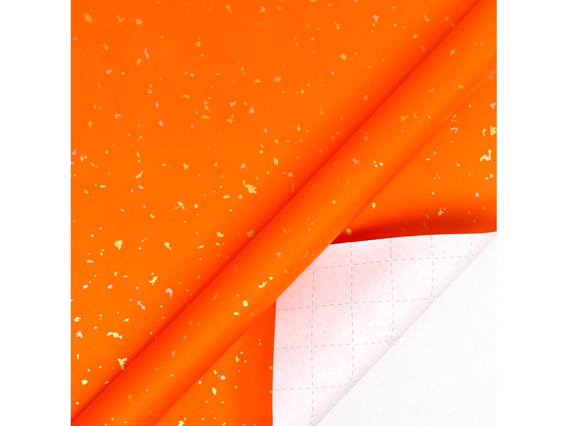 Papel de regalo navideño Chrui Impresión Naranja y Dorado, 43 cm x 10 m