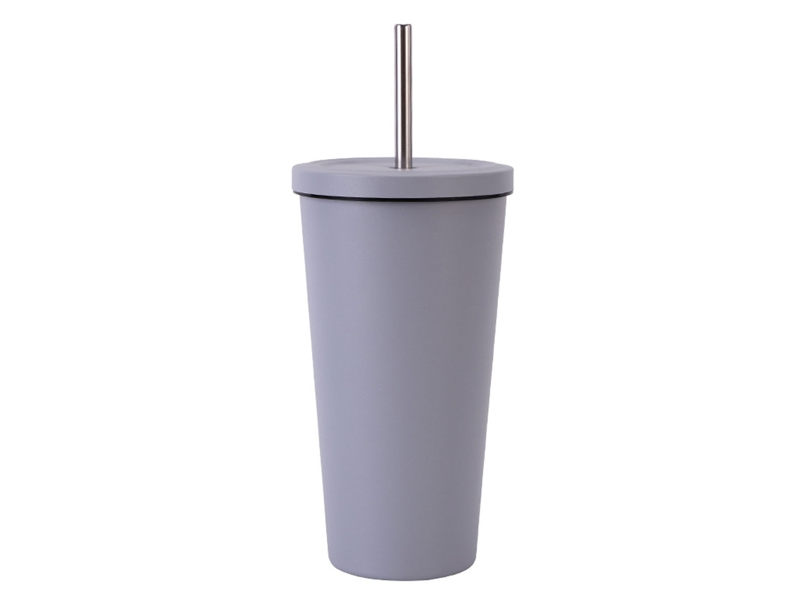 KOFIHETY Taza térmica con pajita, taza de acero inoxidable para viaje con tapa
