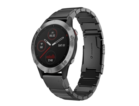Correa de reloj inteligente para Garmin Fenix 5X Plus de 26 mm de acero inoxidable con carcasa de tortuga (negro)