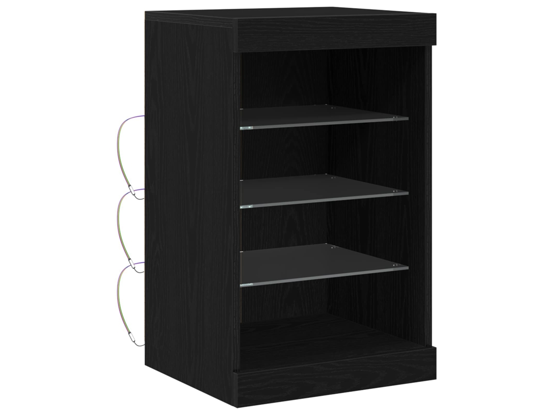 Maison Exclusive - Aparador Led Roble Negro 41 X 37 X 67 Cm Madera De Ingeniería